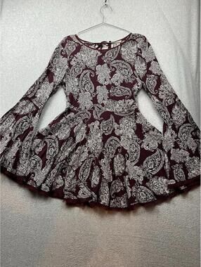 Ecote Chiffon Flare Dress Womens 4 Whimsygoth Fairycore Boho Paisley Goth